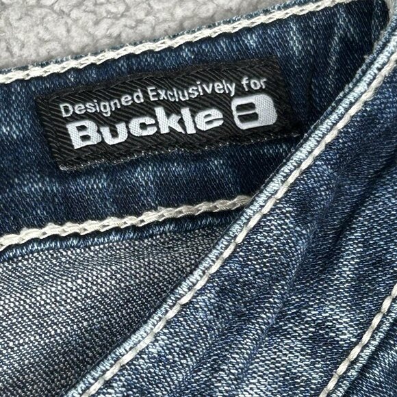 Salvage Mayhem Jeans Mens 32x31 Blue Bootcut Contrast Thick Stitch Buckle Y2K - Picture 5 of 14